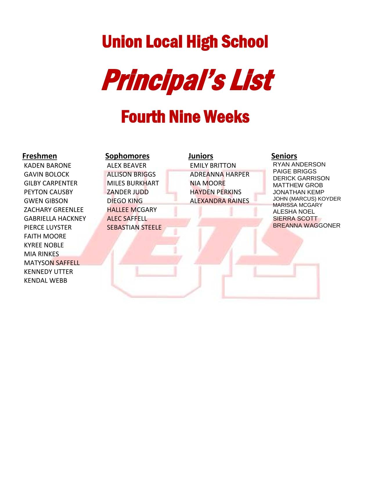 Principal's List